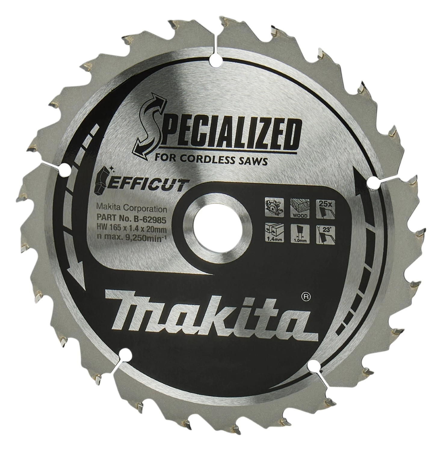Makita B-62985-2 Cirkelzaagblad Hout - 165x20x1,4mm - 25T - Duopack thumbnail 3