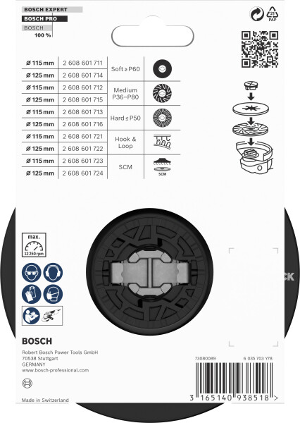 Bosch 2608601715 X-Lock Steunschijf Voor Fiberschijven - Medium - 125mm - Detailed view of the product