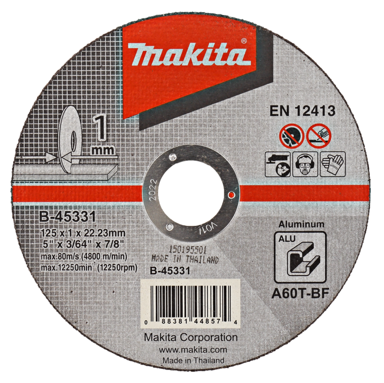 Makita B-45331 Doorslijpschijf - 125x22,23x1mm (10st)
