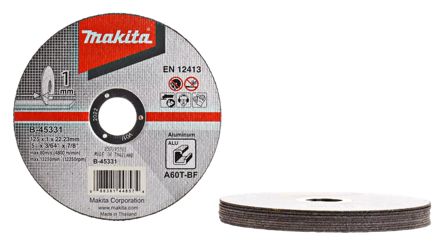 Makita B-45331 Doorslijpschijf - 125x22,23x1mm (10st)