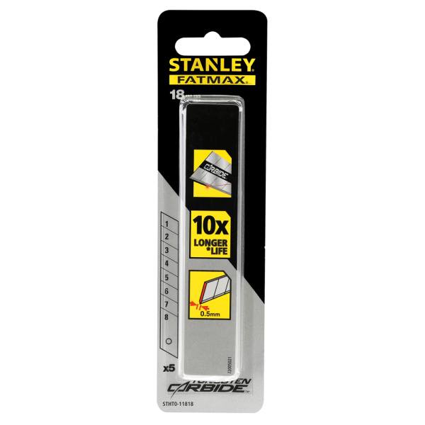 Stanley 0-11818 Reserve Carbide Afbreekmessen - 18mm (5st) - Detailed view of the product