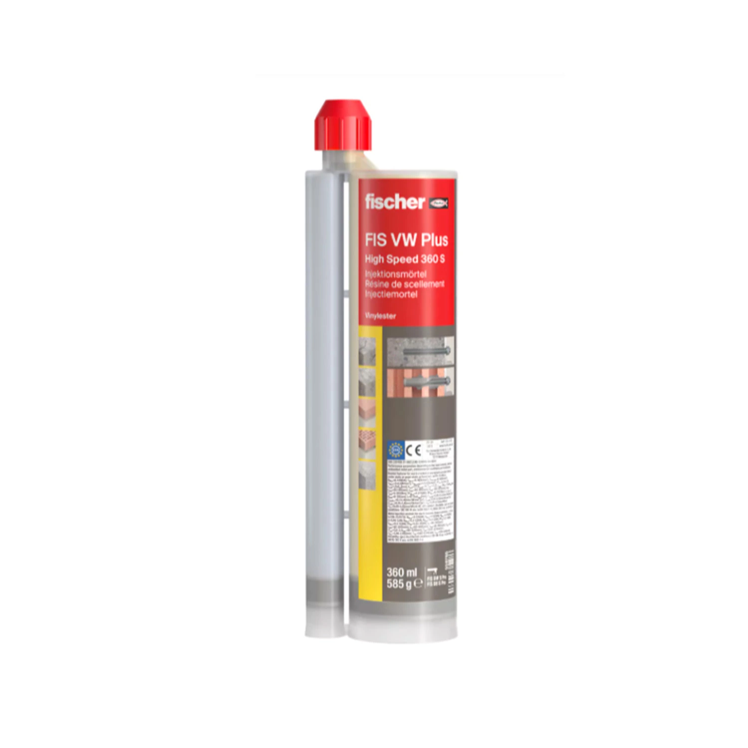 Fischer 558765 FIS VW Plus 360 S Injectiemortel Met Korte Uithardingstijd Incl. 2 Mengtuiten - 360ml