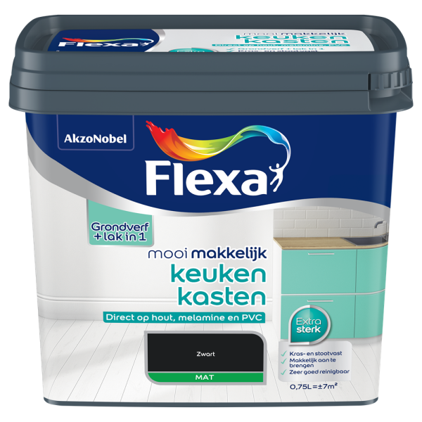 Flexa Lak Mooi Makkelijk Keukenkasten Zwart Mat 750ml