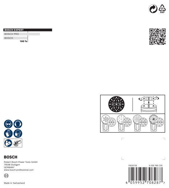 Bosch 2608902430 EXPERT Schuurschijf O780 Met Film Onderlaag - 150mm - K60 (6 Stuks) - Detailed view of the product