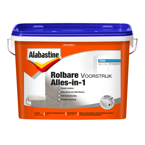 Alabastine Rolbare Voorstrijk Alles In 1 - Wit - 5L
