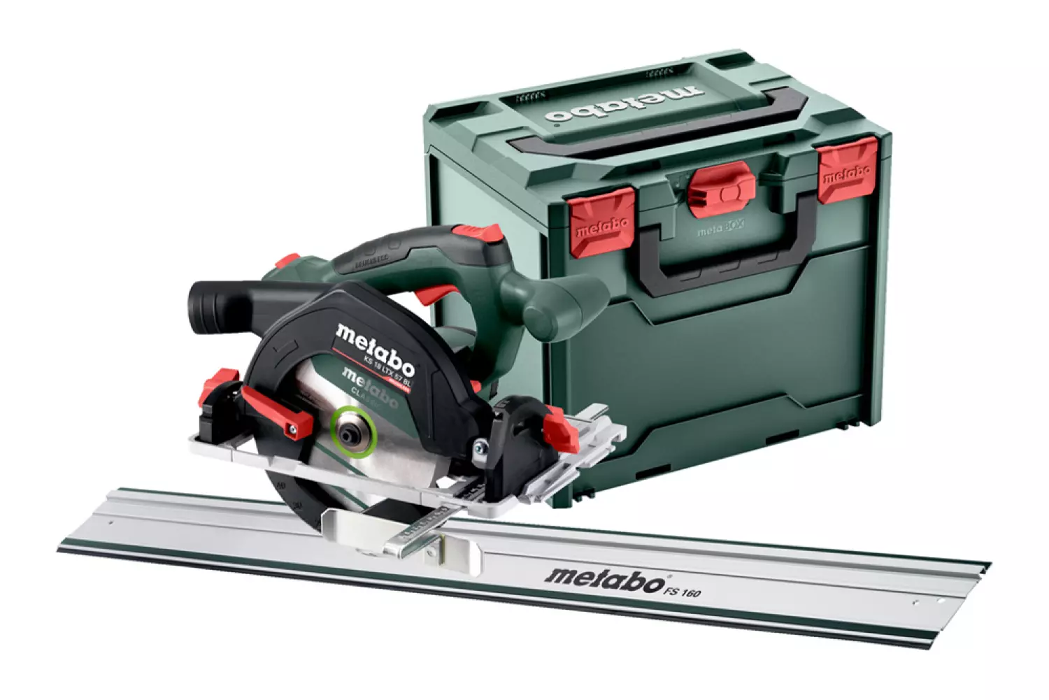 Metabo KS 18 LTX 57 BL 18V Li-ion Accu Cirkelzaag Body In MetaBox Incl. FS 160 (1600mm) Geleiderail - 165mm