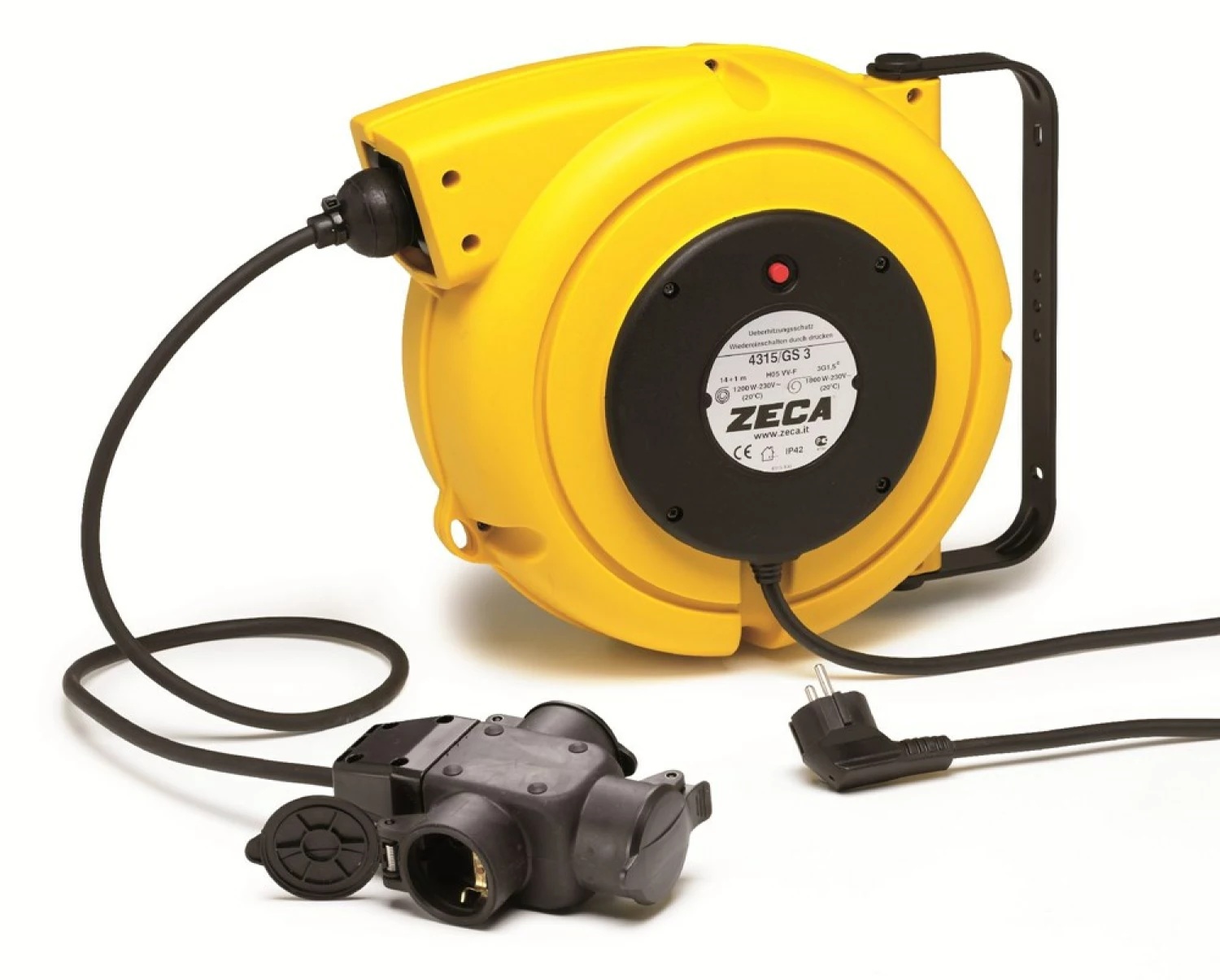 Zeca ZEEL4315/GS 3 Kabelhaspel Met PVC Kabel 3 Stroomgeleiders - H05VVF - 3x1,5mm² - 14+1m