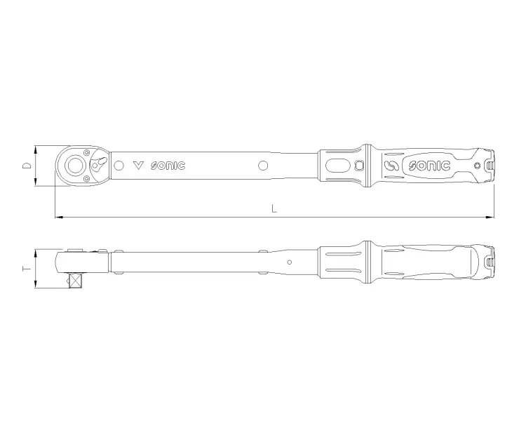 Sonic 732380400 Momentsleutel Met Doordrukvierkant 1/2''- 80-400Nm - Detailed view of the product