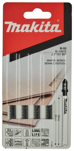 Makita B-10970 BiM Decoupeerzaagblad B53 - (hard) Hout / Laminaat / MDF (5st) - Detailed view of the product