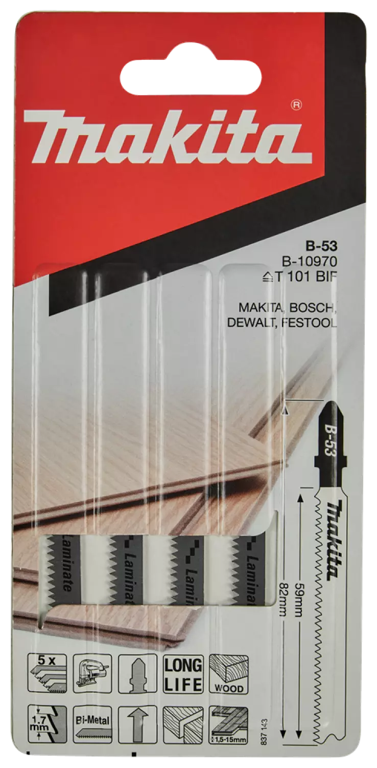 Makita B-10970 BiM Decoupeerzaagblad B53 - (hard) Hout / Laminaat / MDF (5st)
