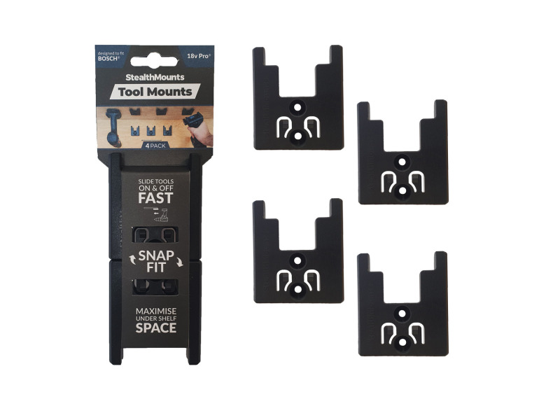 StealthMounts TM-BO18-BLK-4 Machinehouder Voor Bosch 18V - Zwart - 4 Stuks