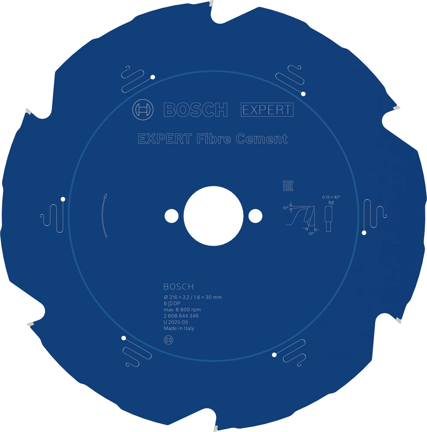 Bosch 2608644346 EXPERT Cirkelzaagblad - 216 X 30 X 6T - Vezelcementplaten