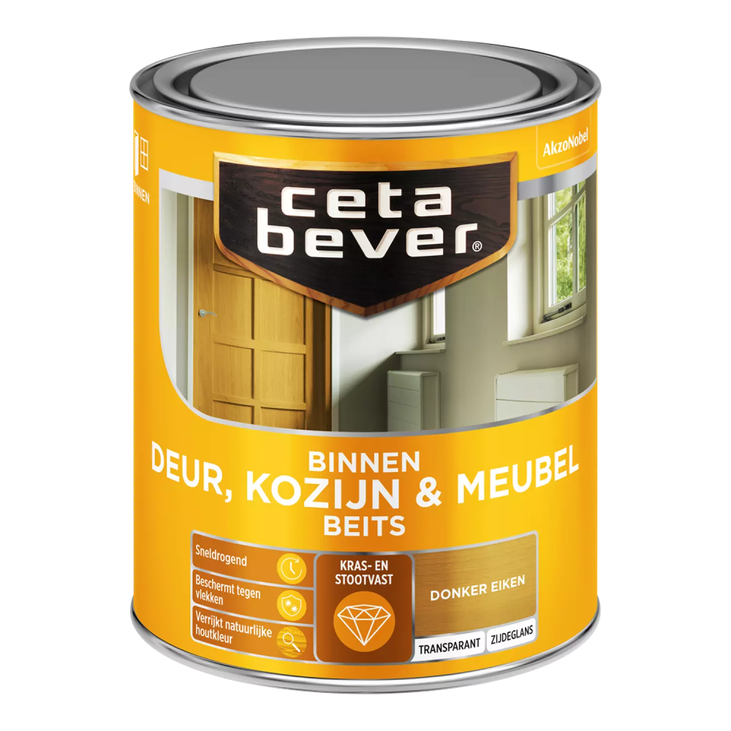 Cetabever Binnenbeits Deuren&Kozijnen Transparant Zijdeglans - Donker Eiken - 0,75L afbeelding
