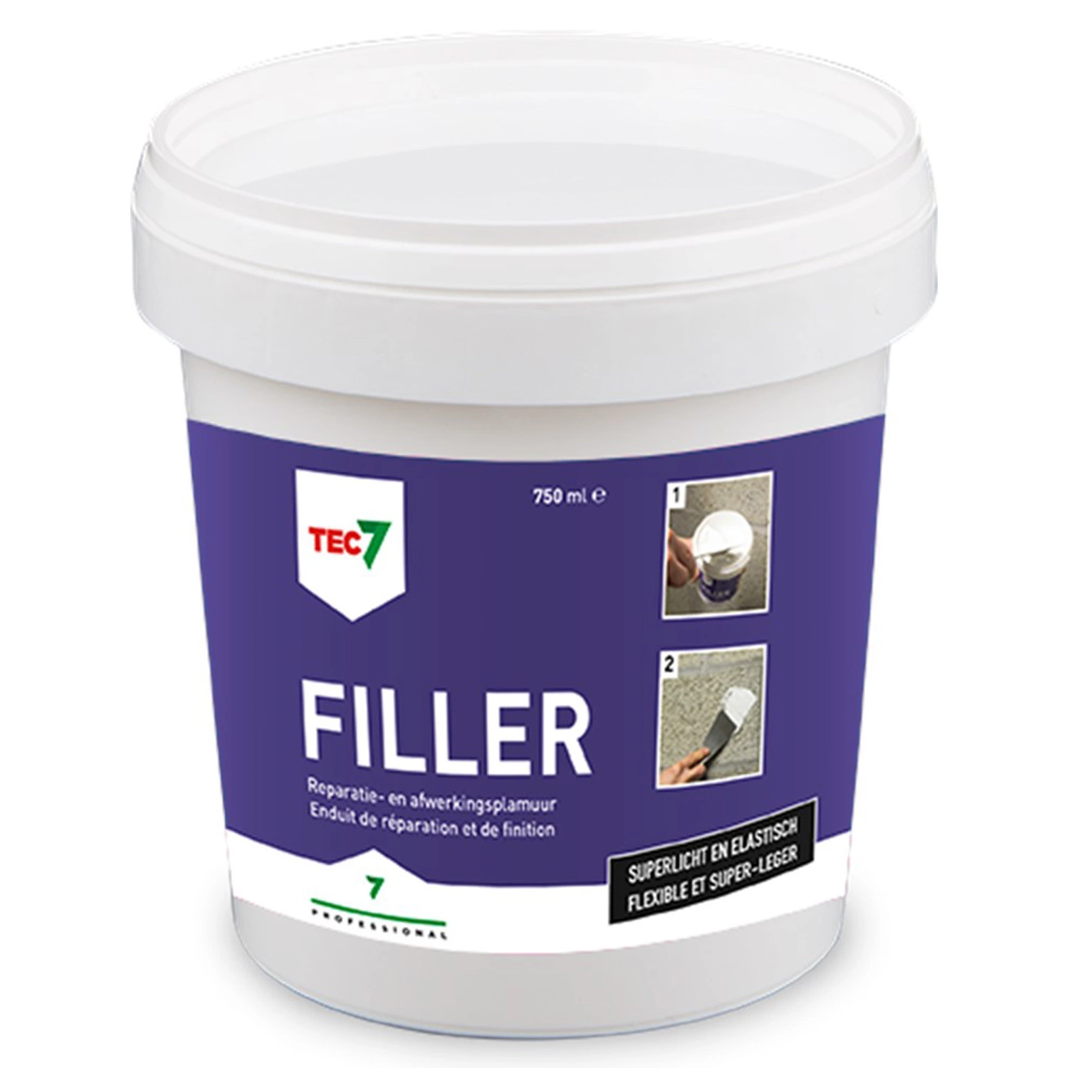 TEC7 Filler Reparatie-/afwerkplamuur - Pot - 750ml