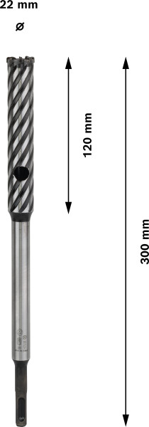 Bosch 2608586997 SDS-Plus Rebar Cutter Hamerboor - Type 9 - 4 Snijvlakken - 22 X 120 X 300mm - Detailed view of the product