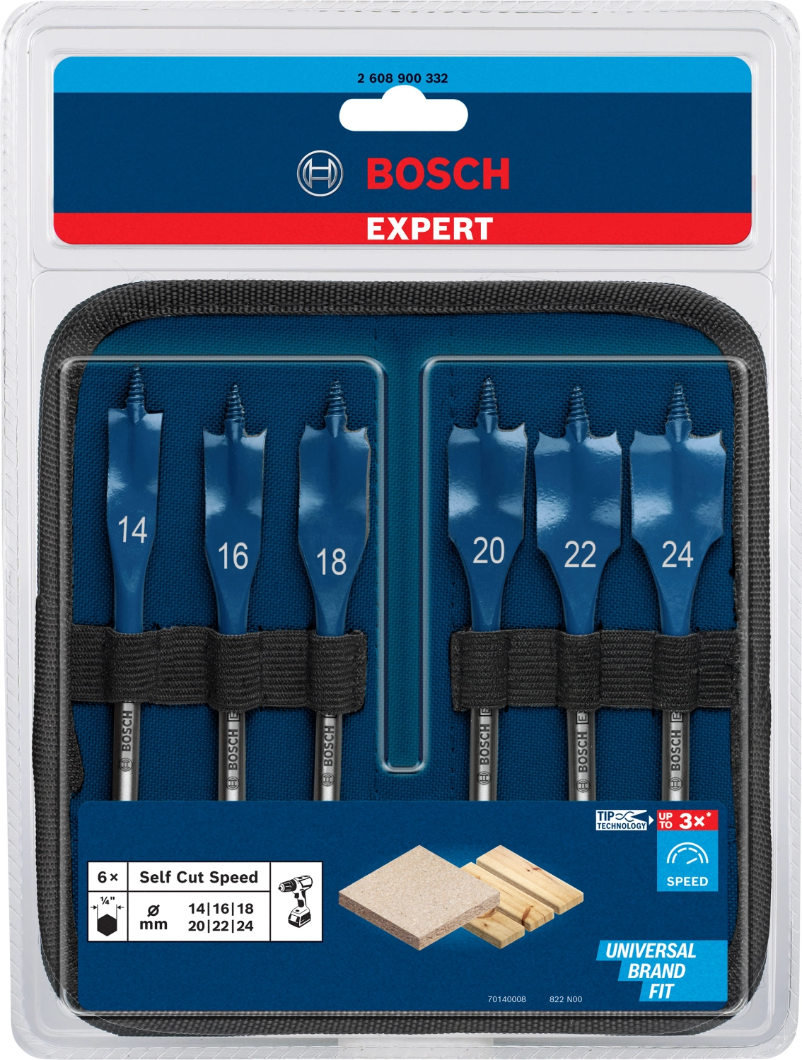 Bosch 2608900332 EXPERT 6-delige Speedborenset Self Cut Speed - 14/16/18/20/22/24mm thumbnail 2