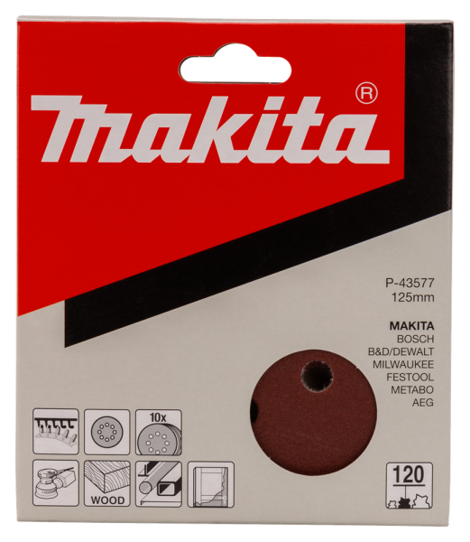 Makita P-43577 Schuurschijf Red - K120 - 125mm (10st) - Detailed view of the product