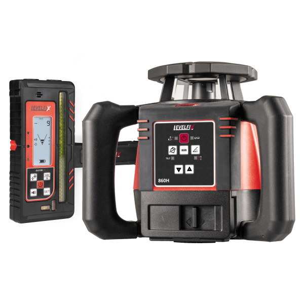 Levelfix 860H Roterende Laser Set Incl. Ontvanger In Koffer - Rood - 800m - IP67 - Detailed view of the product