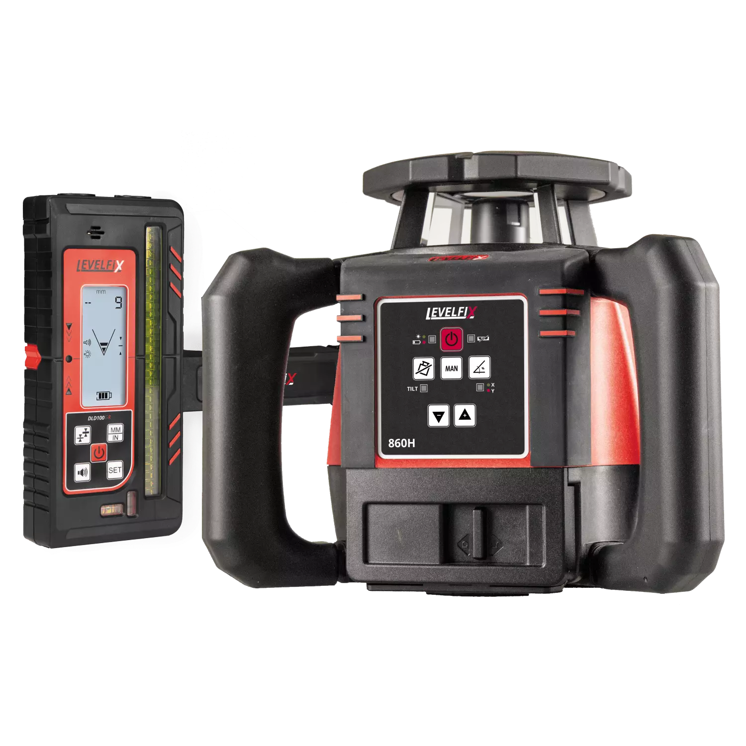 Levelfix 860H Roterende Laser Set Incl. Ontvanger In Koffer - Rood - 800m - IP67 thumbnail 2