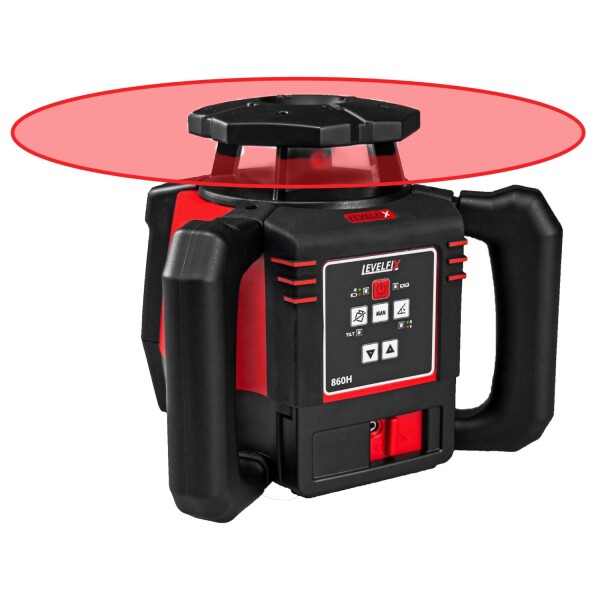 Levelfix 860H Roterende Laser Set Incl. Ontvanger In Koffer - Rood - 800m - IP67 - Detailed view of the product