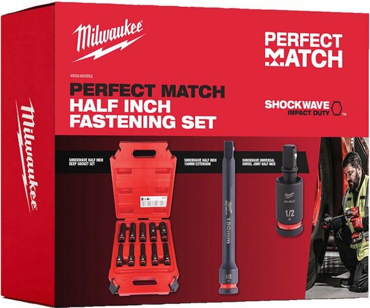 Milwaukee 4932492652 12-delige Slagdoppenset Inclusief Verlengstuk - 150mm - 1/2
