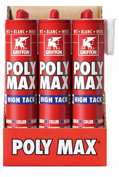 Griffon Poly Max High Tack Montagelijm - Wit - Koker - 425gr - 12 Stuks