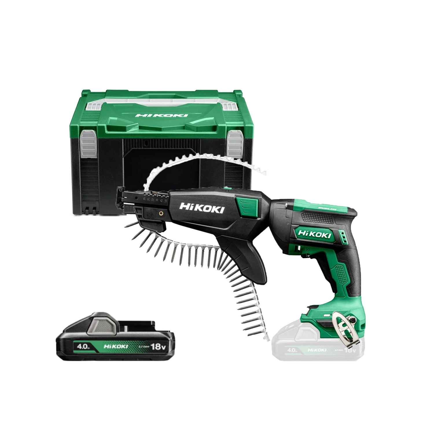 HiKOKI W18DAWCZ 18V Li-ion Accu Gipsschroefmachine / Bandschroefmachine Set (2x 4.0Ah Accu) In HSC III - 25-57mm