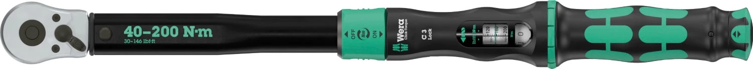 Wera 05075692001 Click-Torque Lock C 3 Draaimomentsleutel Met Omschakelbare Ratel - 40-200 Nm - 1/2"
