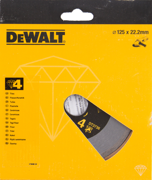 DeWALT DT3736 Diamantdoorslijpschijf - 125 X 22,23 X 1,6mm - Keramiek - Tegels - Detailed view of the product