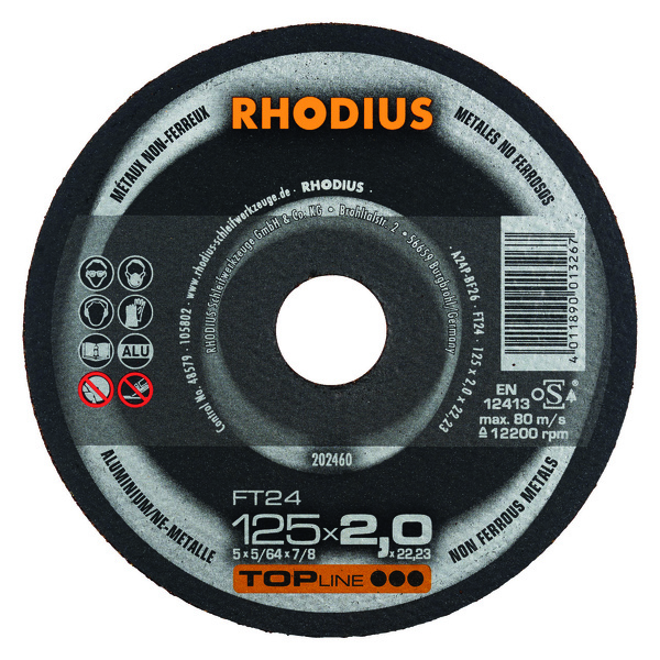 Rhodius 202460 FT24 TOPline Lll Doorslijpschijf Conventioneel 125 X 22,23 X 2mm