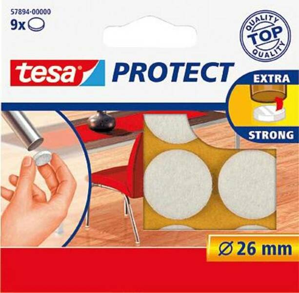 Tesa 57894 Viltdoppen - Wit - 26mm (9st)