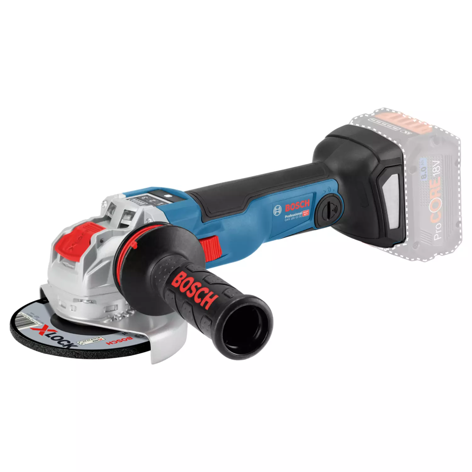 Bosch GWX 18 V-10 SC 18V Li-Ion accu X-LOCK Haakse slijper body in L-Boxx - 125mm - variabel - koolborstelloos - Simply Connected