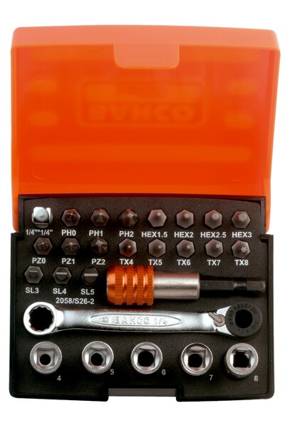 Bahco 2058/S26-2 26-delige Bit- En Doppenset - 1/4''