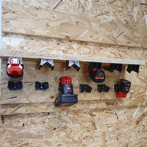 StealthMounts BM-MW12-BLK-6-BLK Accuhouder Voor Milwaukee M12 - Zwart - 6-pack - Detailed view of the product