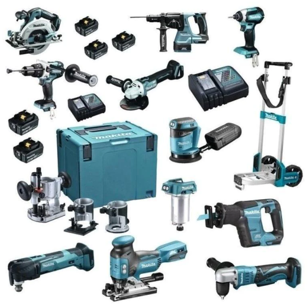 Makita DLX1102TJ2 11-delige 18V Li-Ion Accu Combiset (5x 5,0Ah Accu) In Mbox&Trolley EAN: 88381864718