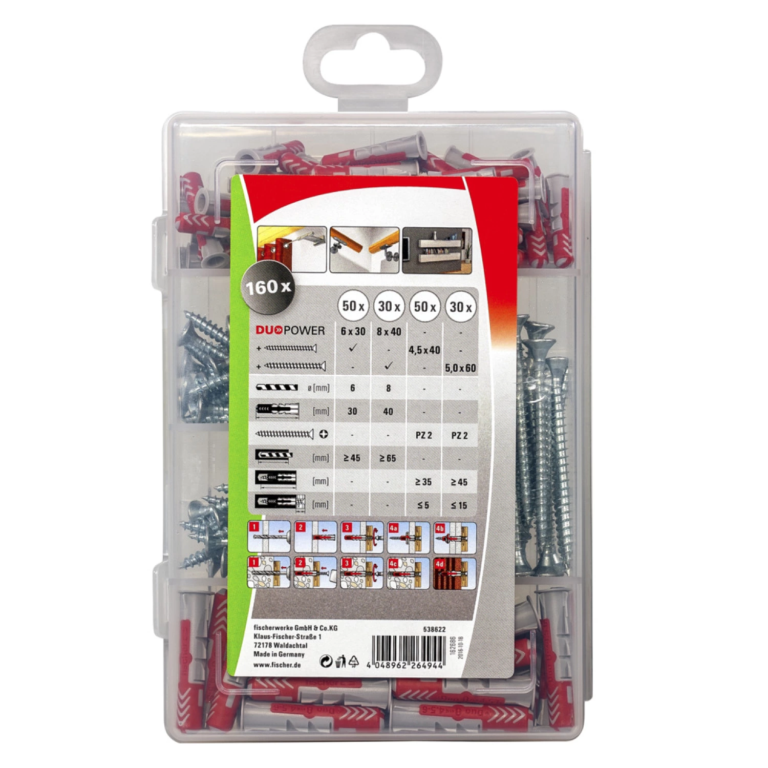 Fischer 538622 160-delige Profibox DuoPowerØ6 En Ø8 Pluggenset Met Schroef thumbnail 3