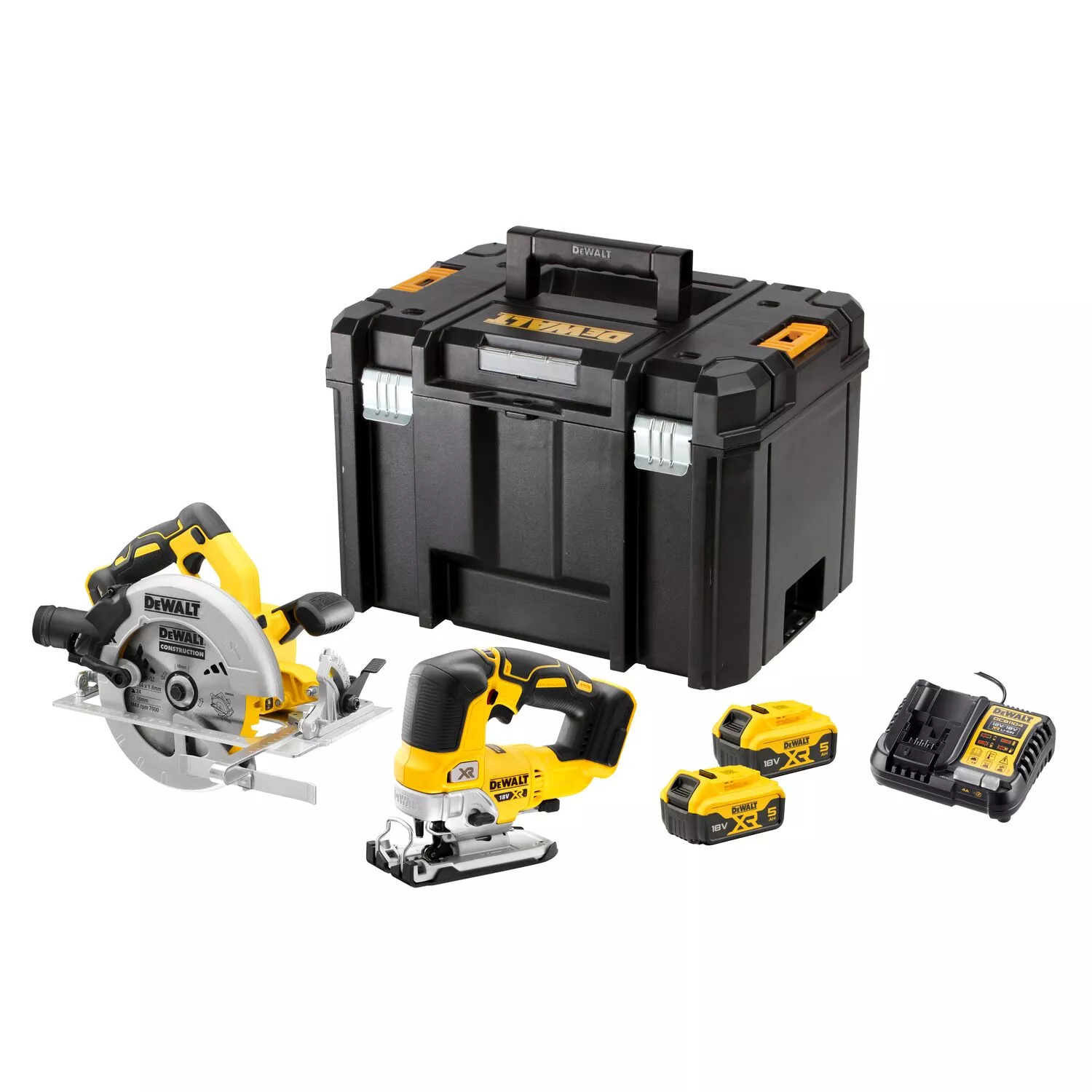 DeWALT DCK2012P2T 18V Li-ion Accu Cirkelzaag (DCS570)&Decoupeerzaag (DCS334) Combiset (2x 5.0Ah Accu) In TSTAK