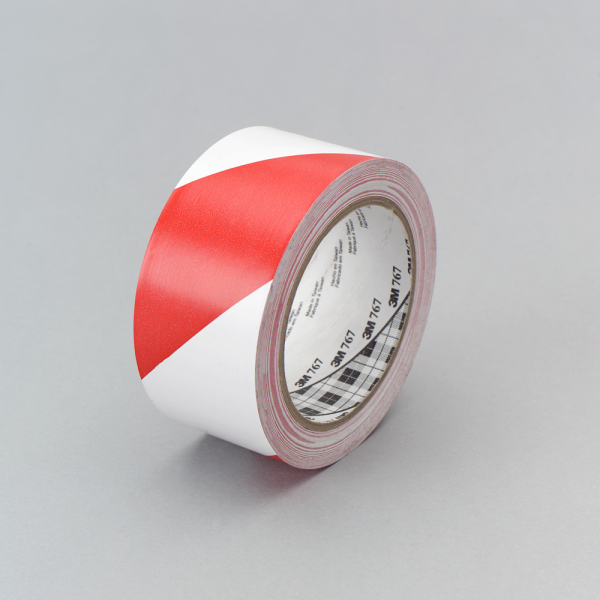 3M 767i Waarschuwingsmarkeringtape Wit/Rood - 50 Mm X 33 M