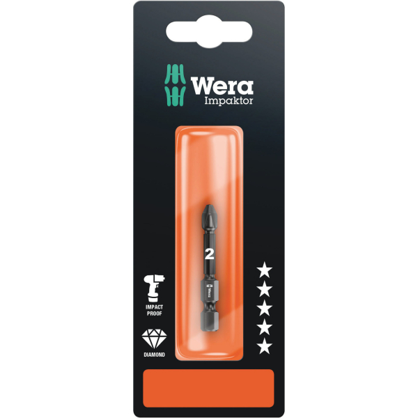 Wera 05073961001 1/4"Pozidrive Impaktor Bit - PZ2 X 50mm