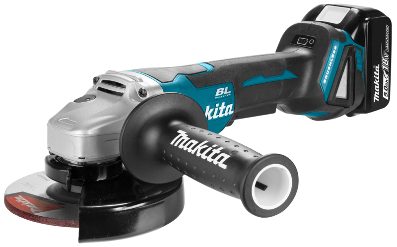 Makita DGA505RTJ 18V Li-Ion Accu Haakse Slijper Set (2x 5.0Ah Accu) In Mbox - 125mm - Koolborstelloos - Softstart - Detailed view of the product
