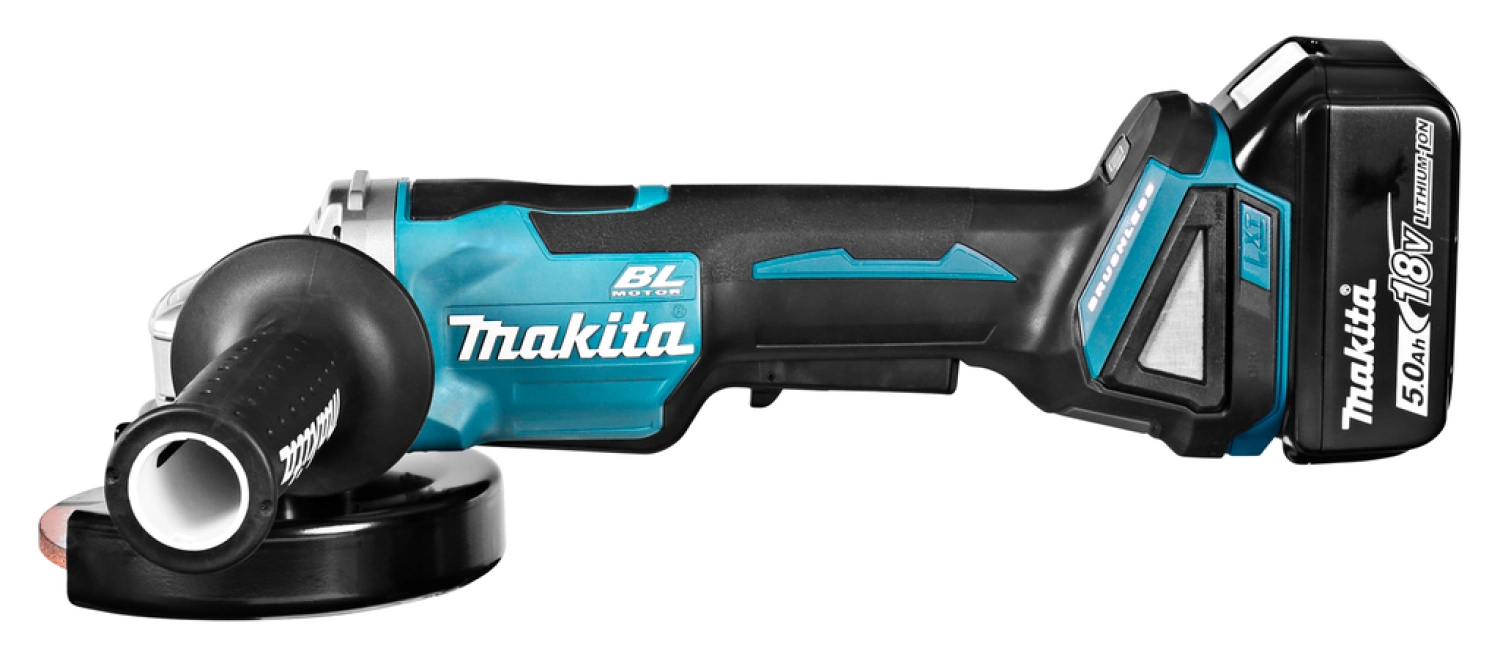 Makita DGA505RTJ 18V Li-Ion Accu Haakse Slijper Set (2x 5.0Ah Accu) In Mbox - 125mm - Koolborstelloos - Softstart thumbnail 4