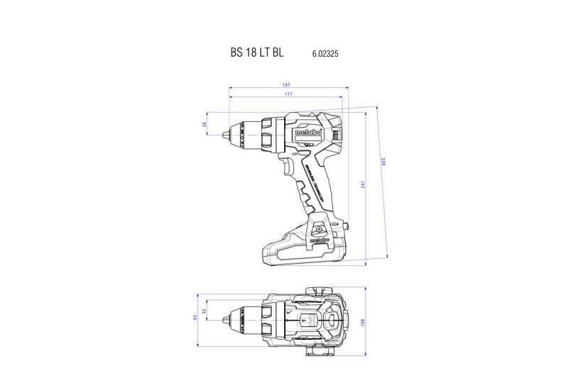 Metabo BS 18 LT BL 18V Li-Ion Accu Boor-/schroefmachine Body In MetaBOX - Koolborstelloos - Detailed view of the product