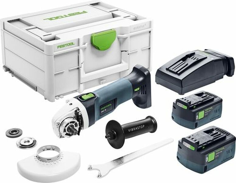 Festool AGC 18-125 5,0 EBI-Plus 18V Li-Ion Accu Haakse Slijper Set (2x 5,0) In Systainer - 577700