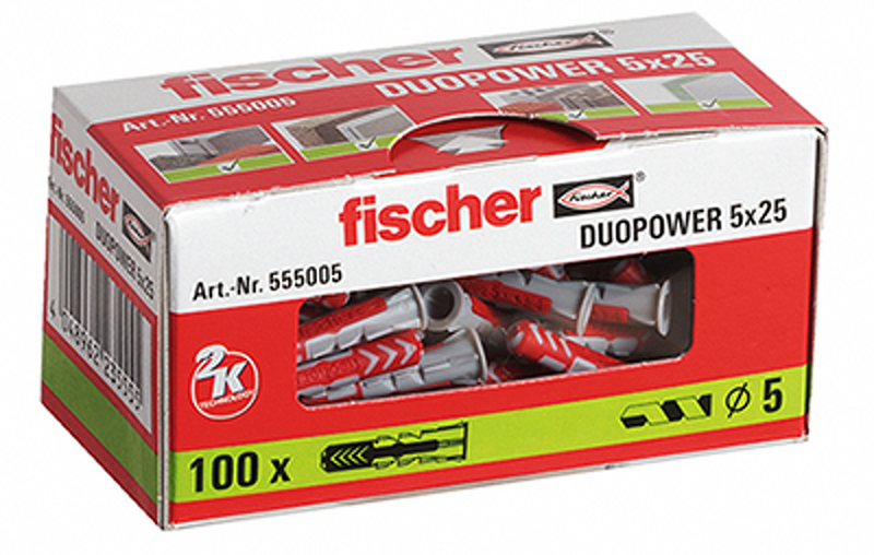 Fischer 555005 DuoPower Universele Pluggen - 5 X 25mm (100st)