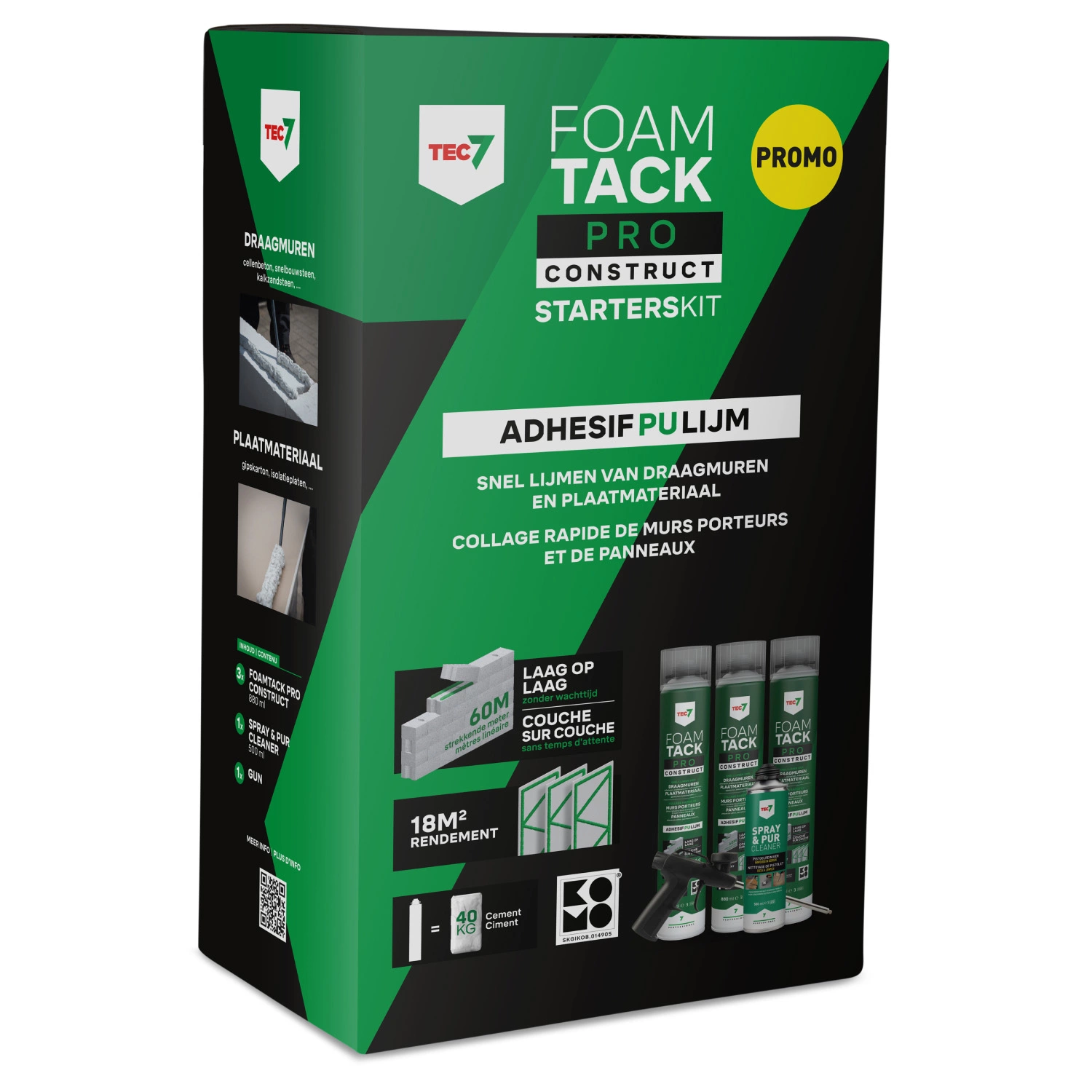 TEC7 Starterskit FoamTack Pro Construct (3x 880 Ml, Reiniger En Gun)