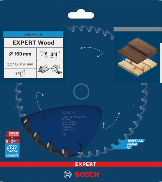 Bosch 2608644016 Expert Cirkelzaagblad - 160 X 20 X 24T - Hout - Carbide - Detailed view of the product