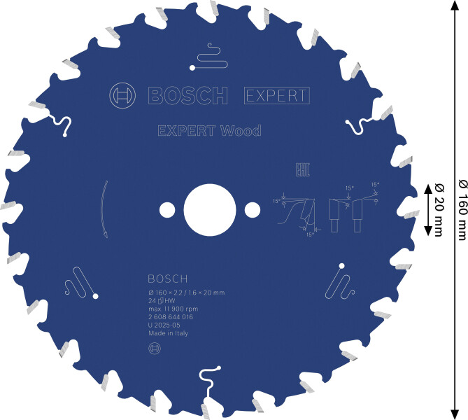 Bosch 2608644016 Expert Cirkelzaagblad - 160 X 20 X 24T - Hout - Carbide - Detailed view of the product
