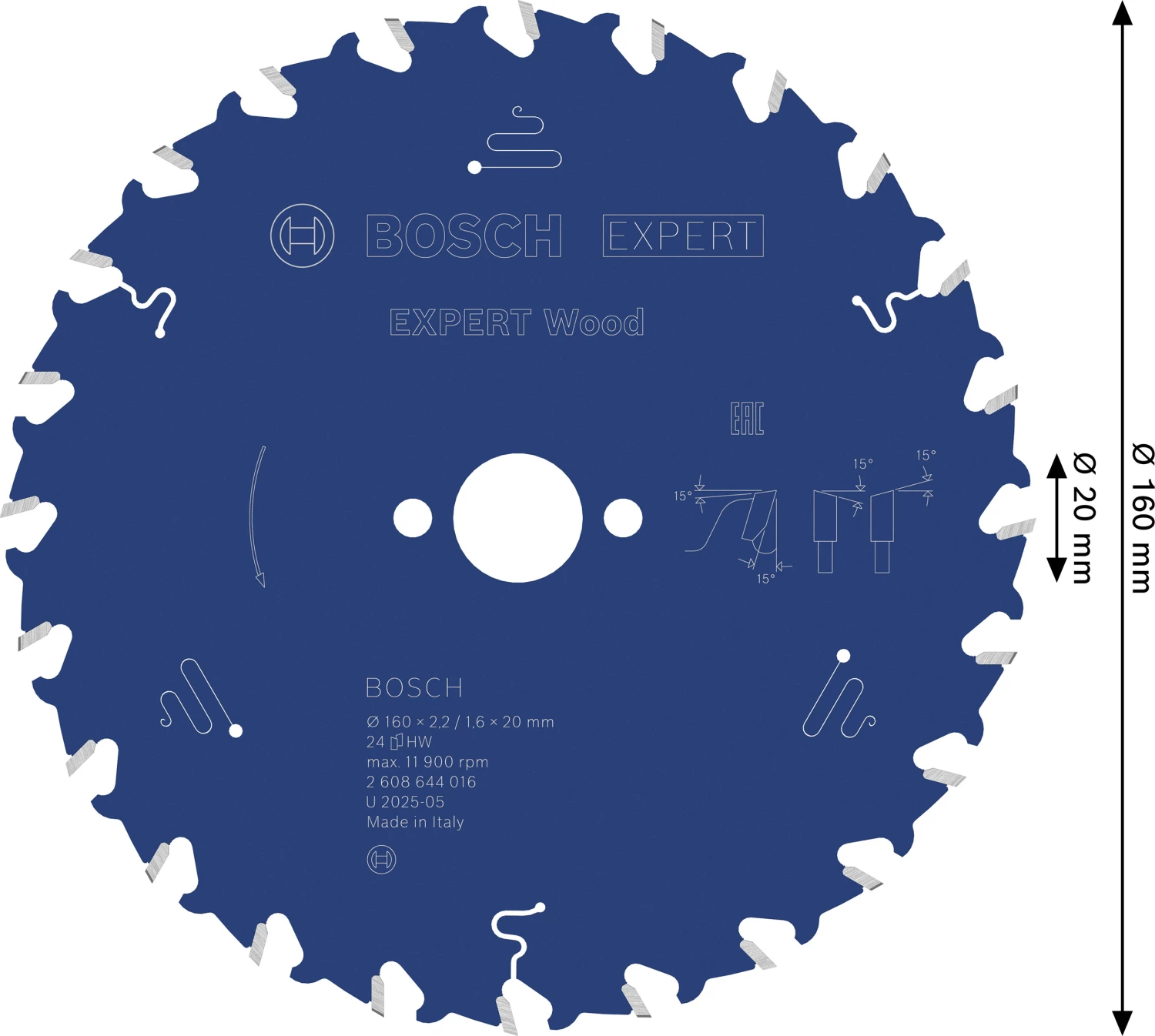 Bosch 2608644016 Expert Cirkelzaagblad - 160 X 20 X 24T - Hout - Carbide thumbnail 4
