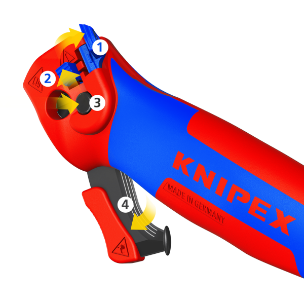 Knipex 16 50 145 SB Ontmantelingsmes - Instelbaar - Ratelfunctie - Tot 7mm - Incl. Glijschoen - Detailed view of the product