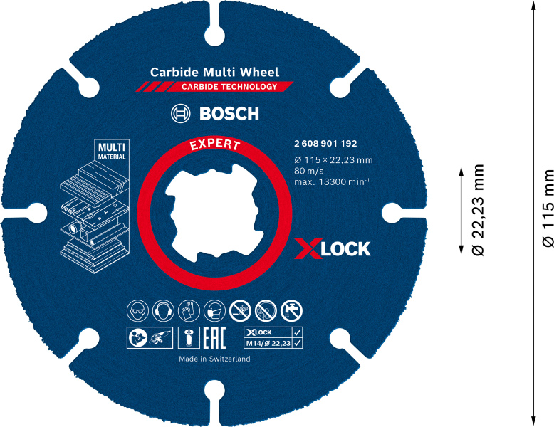 Bosch 2608901192 EXPERT X-LOCK Doorslijpschijf Carbide Multi Wheel 115mm - Detailed view of the product